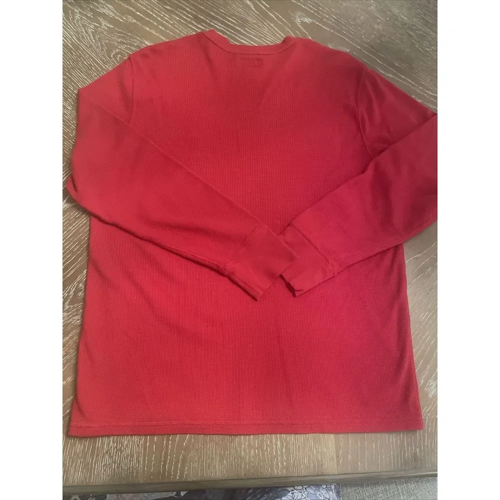 Polo Ralph Lauren Mens Waffle Knit Thermal Long Sleeve RED Shirt XL EXCELLENT‎